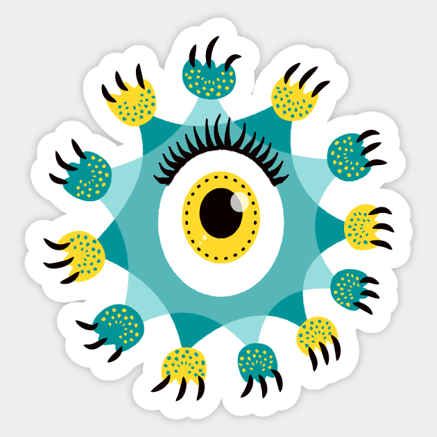 Cute Eye Monster Paws And Claws Sticker by Boriana Giormova